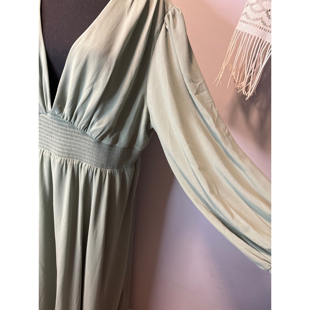NWT Baltic Born Olivia Maxi Dress Eucalyptus Green V-Neck Smocked Waist 3XL - Picture 3 of 6
